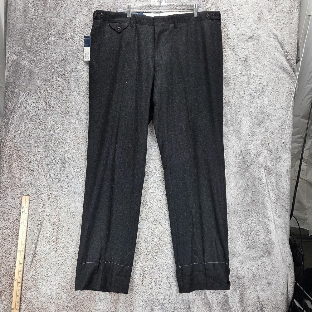 Polo Ralph Lauren Pants Mens 42 Gray Flannel Wool Dress Flat Front Made in Italy